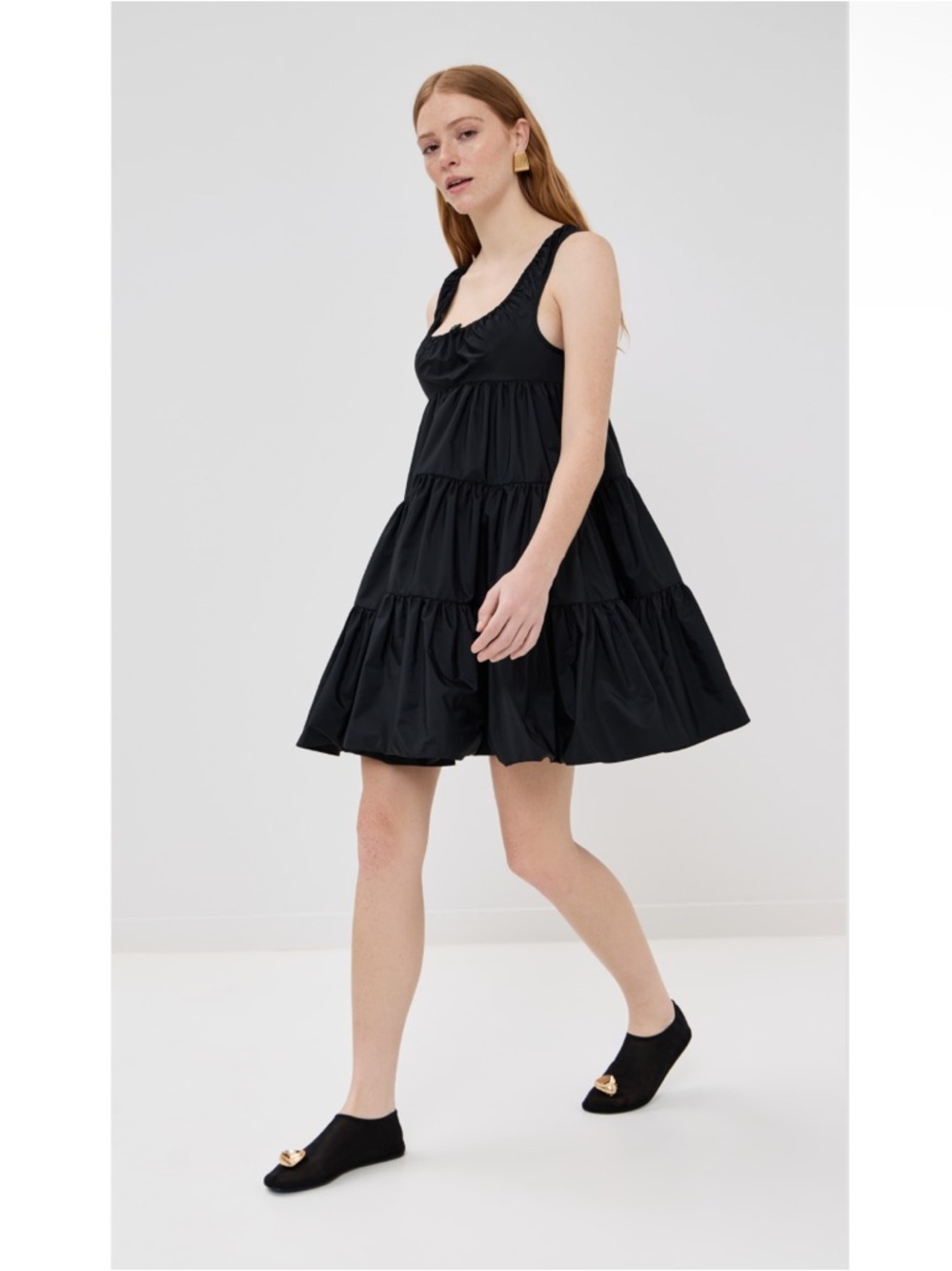 Cecilie Bahnsen Babydoll Tiered Taffeta Drawcord Sleeveless Mini Aino Dress 4 - Picture 2 of 13